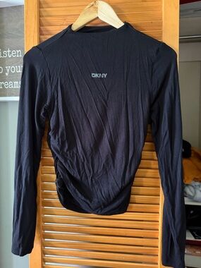 DKNY black Sleeve Crew Neck Top